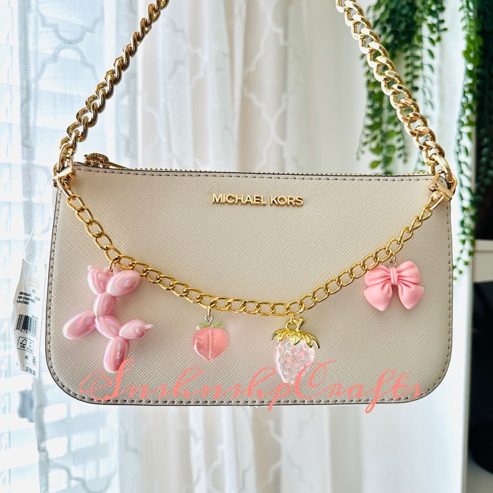 Ballon Dog Strawberry Charm Chain Bag Accessory